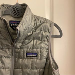 patagonia women’s nano puff vest in feather grey